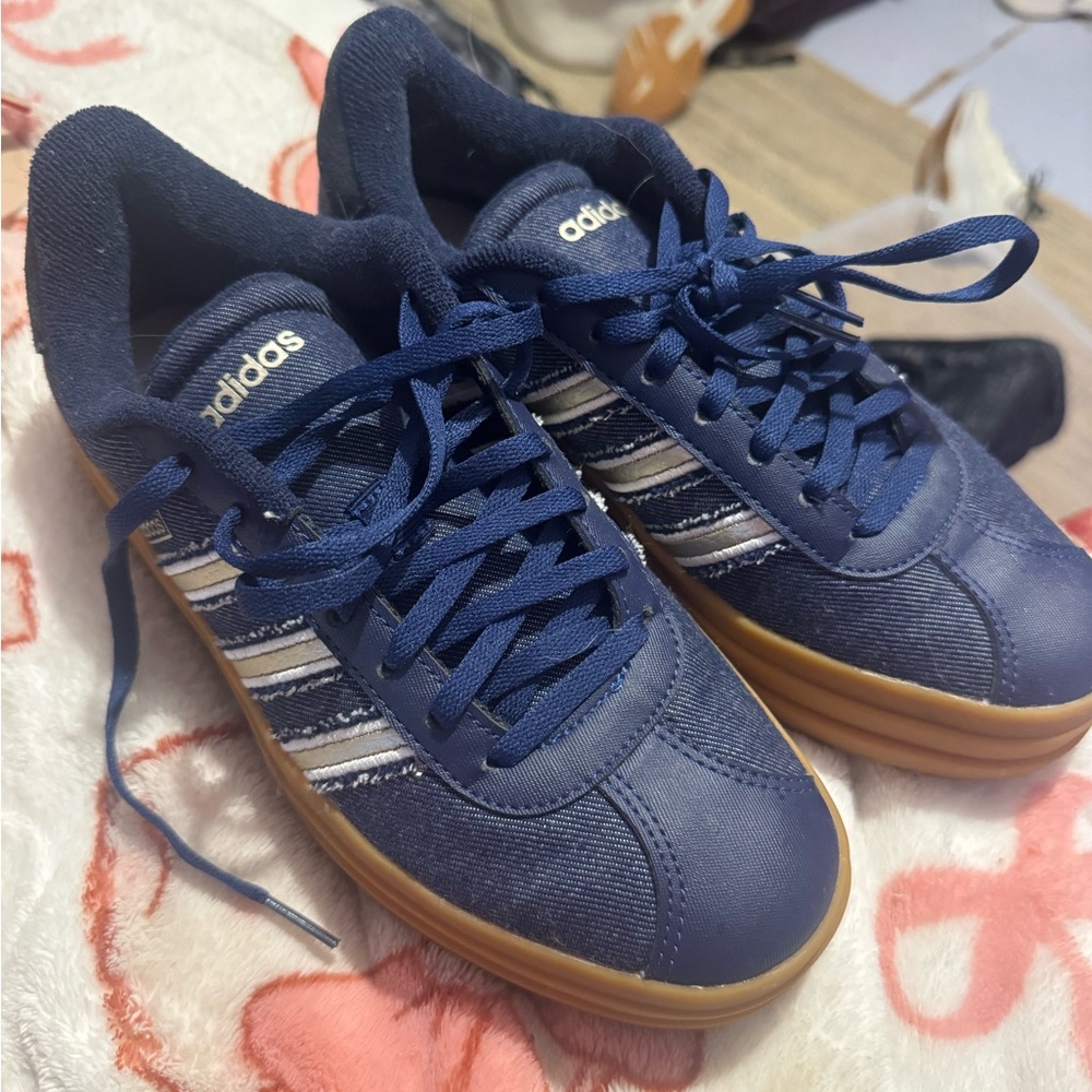 Adidas Blue Sneakers with Tan Sole